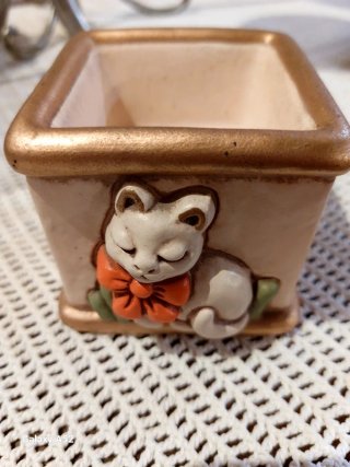 Vaso portacandele Thun gatto arancione