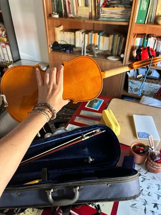 Violín con arco y funda