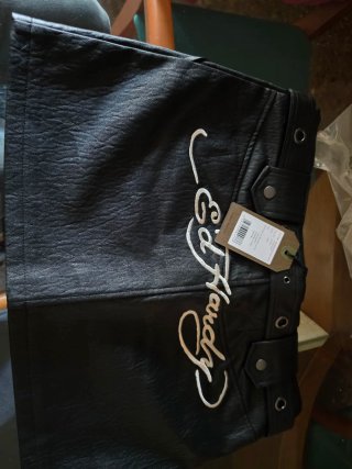 Falda Ed Hardy Negra con Calavera Piel vegana