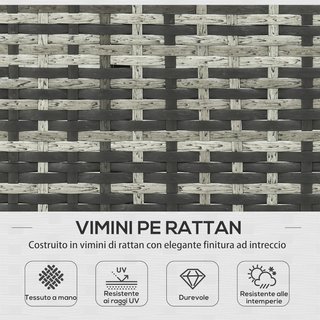 Conjunto De Jardín Con Sofá De 2 Plazas, Chaise Longue Y Mesa, Conjunto De Jardín De Rattan PE Y Vidrio Con Cojines, Gris