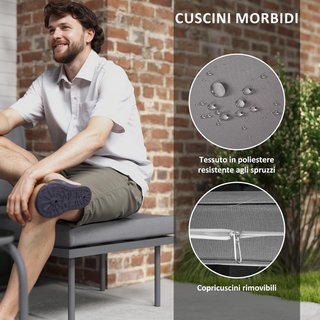 Conjunto De Muebles De Jardín De Rattan 4 Piezas, Sofá De Exterior Con Asiento Para 2 Personas, Sillón, Chaise Longue Con Cojines Lavables Y Mesa De Vidrio, Conjunto De Jardín Exterior, Gris Oscuro
