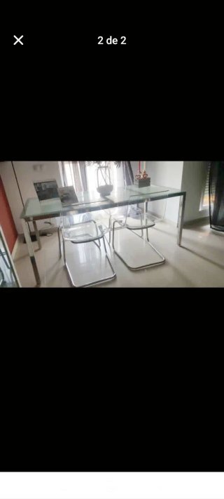 Mesa de comedor cristal y metal