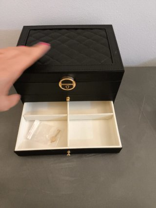 Portagioie nero grande con scomparti