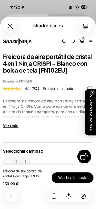 Freidora Aire Ninja Crispi Cristal 4 en 1