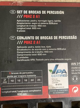 Kit Brocas SDS Plus Hormigón 60cm