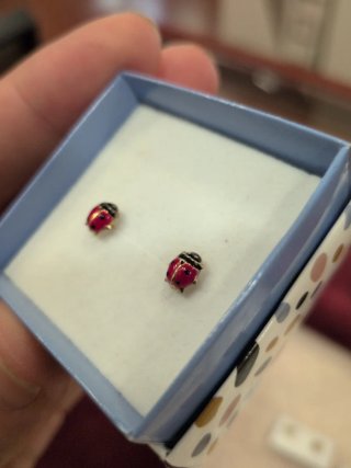 Pendientes Oro 18k Mariquitas Esmaltadas