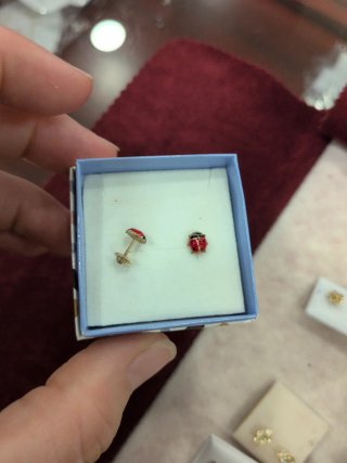 Pendientes Oro 18k Mariquitas Esmaltadas