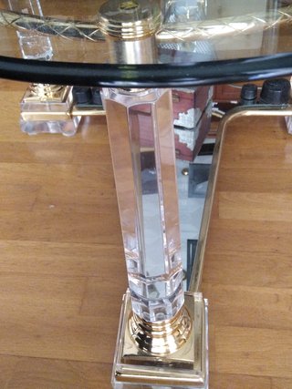 Mesa centro cristal vintage dorada