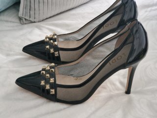 Zapatos de tacón Lodi charol y rejilla negros