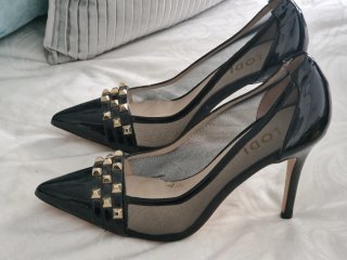 Zapatos de tacón Lodi charol y rejilla negros