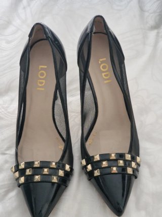 Zapatos de tacón Lodi charol y rejilla negros