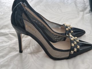 Zapatos de tacón Lodi charol y rejilla negros