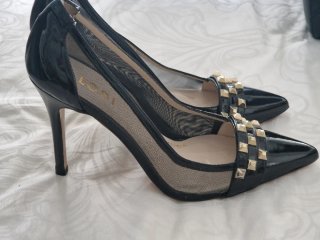 Zapatos de tacón Lodi charol y rejilla negros