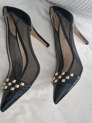 Zapatos de tacón Lodi charol y rejilla negros