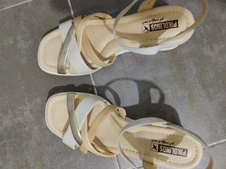 Sandalias Pikolinos Talla 38 Beige/Oro/Blanco