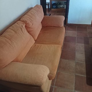 Sofá 3 plazas naranja tela