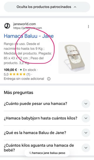 Hamaca bebé Jané Baluu Ergonómica.