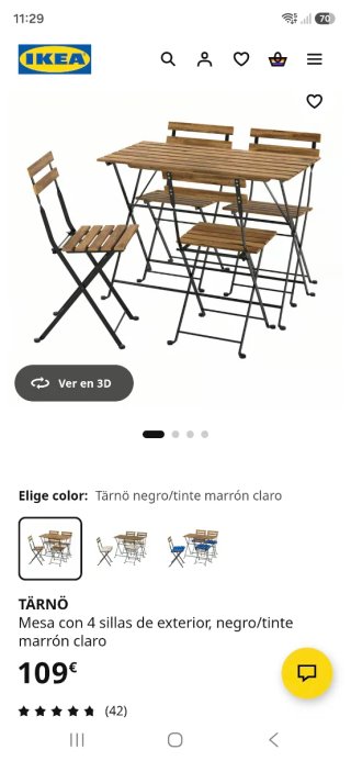 Mesa y 4 Sillas Terraza IKEA