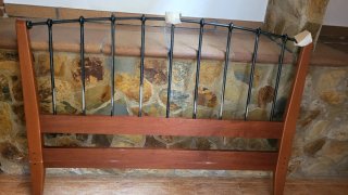 Cabecero cama hierro forjado y cerezo cama 135cm