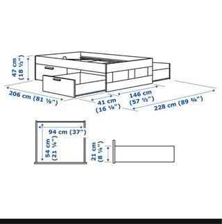 Cama Brinmes Ikea 140x200 con cajones