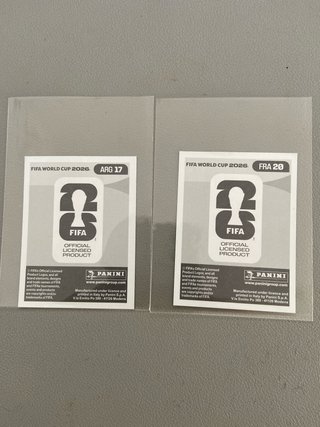 Lote 2 cromos Mundial FIFA 2026 Messi y Mbappé