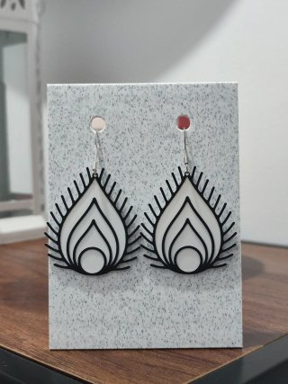 Pendientes Pluma Pavo Real 3D