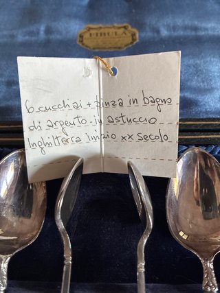 Set 6 cucchiaini + pinza argento