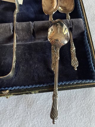 Set 6 cucchiaini + pinza argento