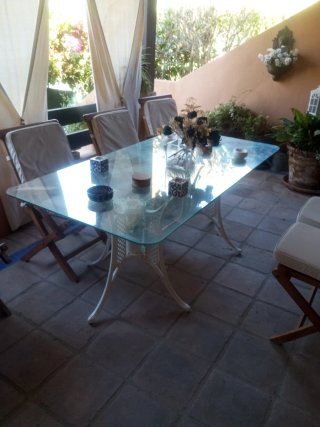 Mesa Comedor de  Jardín de  hierro y cristal