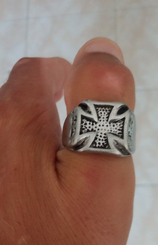 Anillo Cruz de Hierro Negra de acero inoxidable
