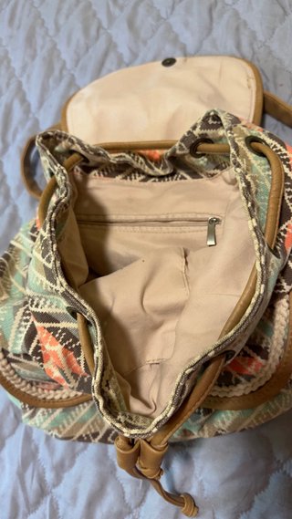 Mochila de tela con estampado étnico
