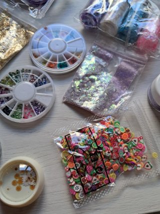 Set Arte Uñas Glitter y Decoración