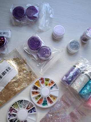 Set Arte Uñas Glitter y Decoración