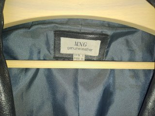 Abrigo de piel bovina negro Mango