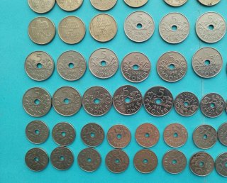 Lotto di 97 monete norvegesi