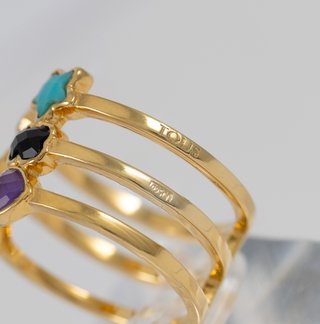 Anillo Tous abierto de plata Vermeil y gemas Glory