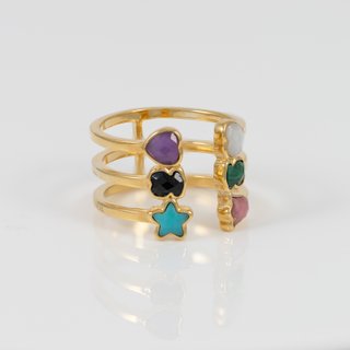 Anillo Tous abierto de plata Vermeil y gemas Glory