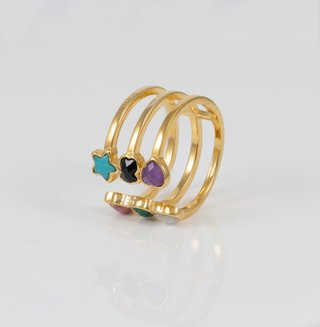 Anillo Tous abierto de plata Vermeil y gemas Glory