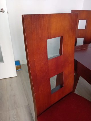 Sillas de comedor madera y tela roja