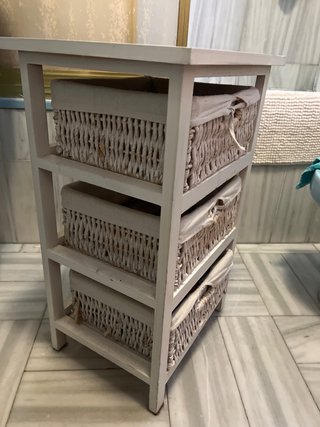 Mueble Auxiliar Mimbre Blanco 3 Cajones