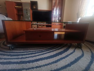 Mesa Centro Madera y Cristal