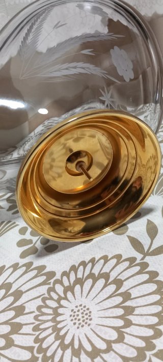 Centro de mesa vintage de cristal tallado con base