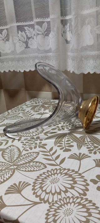 Centro de mesa vintage de cristal tallado con base