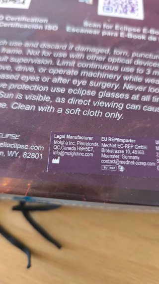 Gafas para eclipse solar. Pack de 4