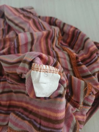 T-shirt donna Ethic righe rosa marrone