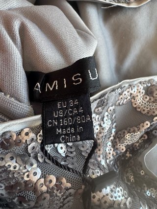 Vestido fiesta lentejuelas floral gris