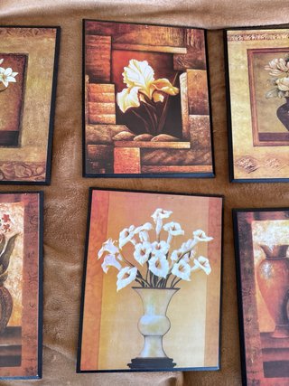 Lote 14 cuadros decorativos florales vintage