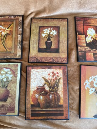 Lote 14 cuadros decorativos florales vintage