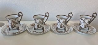 Juego de té japonés de porcelana y plata