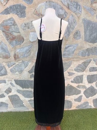 Vestido largo negro terciopelo encaje